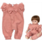 Pedolltree Reborn Baby Girl Doll Clothes 18 inch Newborn Pink Jumpsuit for 18-20 inch Reborns Baby Doll