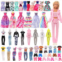 Barwa 28 Pcs Doll Clothes and Accessories Including 13 Pcs Fashion Sequin Long Dresses Hooded Sports Suit Tops Pants with 15 Shoes for 11.5 inch Girl Dolls…