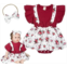 Babyfere Reborn Baby Doll Clothes Red Dress Suitable for 22-24 inch Reborn Girl Doll Accessories Printed Outfits