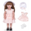 Rakki Dolli Doll Clothes and Accessories 3 Pc. Set Includes 1PC Pink and Beige Stripes Skirt, 1PC Hat, 1PC White Underwear, Fashionable Skirt Dress Set for Baby Dolls (Without Doll