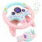 deAO Kids Steering Wheel for Backseat with Car Key Pretend Driving Simulated Driving Steering Wheel Toy with Light and Music Gifts for Kids Pink