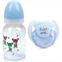 MYREBABY Blue Style Pacifier and Bottle 2 Piece Set Safest Reborn Baby Doll Accessories