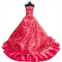 Peregrine Pink Floor Length Ruffle Prom Dress, Swirling Ornamental Pattern Ball Gown, Pink Ruffle Dress for 11.5 inches Dolls