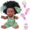 TUSALMO 12 inch Lifelike Silicone Vinyl Newborn Baby Dolls, African American Baby Black Dolls, give for Kids and Girl Holiday Birthday Gift, African Black Dolls, Reborn Doll