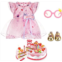 deAO Doll Clothes Set, Birthday Cake Toy Food, Cutting Pretend Play Birthday Party Cake with Accessory, Doll Dress for 12-16 inches Baby Doll, Birthday Toy Set for Girls (Doll Not