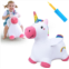 iPlay, iLearn Bouncy Pals Unicorn Horses, Toddler Girl Bouncing Animal Hopper, Inflatable Plush Hopping Toy, Outdoor Indoor Ride on Bouncer, Baby First Birthday Gift 18 Month 2 3 4