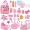 Liberty Imports 28 PCS Baby Doll Accessories Complete Car Set - Doll Feeding Pretend Playset for Kids, Girls with Magic Milk Bottles in a Storage Bag
