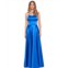 Betsy & Adam Satin Open Back Gown w/ Wrap Skirt