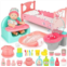 deAO Baby Doll Set, Baby Dolls with Booster Seat High Chair, Toy Toilet, Bed and Bathtub,25 PCS Baby Doll Accessories for 3 4 5 6 Girls Kids, Pretend Play Toys