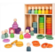 Agirlgle Montessori Toys Wooden Color Sorting Stacking Rings Toy Rainbow Wooden Peg Dolls Counting Toys Circular Building Blocks Stacking Game Preschool Learning Education Fine Motor Skill