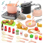 CUTE STONE Play Kitchen Accessories Set, Kids Cooking Toys Set with Play Pots and Pans, Electronic Induction Cooktop with Sound & Light, Cookware Utensils Kids Kitchen Set Kitchen