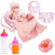 ONEST 12 Inch Baby Doll Set Includes Realistic Baby Doll, Clothes, Carrier Bassinet Bed, Pacifier, Blanket, Pillow, Feeding Bottles, Bib Diaper, Baby Doll Care Set Baby Doll Access