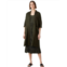 Eileen Fisher Knee Length High Collar Jacket with Belt in Organic Linen