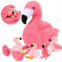 Skylety 18 Inches Stuffed Animal Tummy Carrier with 4 Little Plush Flamingo Inside Its Zippered Tummy Pink Flamingo Cuddly Soft Toy Animals for Birthday Gifts Zoo Party Decor