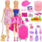 iBayda 34 Pack Fashion 11.5 inch Girl Doll Clothes and Accessories Travel Luggage Suitcase Set with Dress Backpack Hat Glasses Puppy Food Toys etc (No Doll)