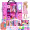 K.T. Fancy 83 Pcs Dolls & Accessories with Doll Closet Wardrobe for 11.5 Inch Doll Dress Up Set Including Wardrobe Shoes Wallet Dress Hangers Brush Necklace Pet and Other Accessori