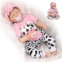 NPK Sleeping Reborn Baby Doll Girl Soft Vinyl Silicone Lifelike 22 inchs 55 cm Handmade Weighted Body Eyes Closed Pink Cow Outfit Gift Set for Ages 3+ Prime