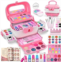 Hollyhi Kids Makeup Kit for Girl, 58 Pcs Girl Toys Kids Makeup Set with Real Cosmetic, Washable Make Up Kit, Pretend Play Makeup Toys for 3 4 5 6 7 8 9 10 11 12 Years Old Kids Birt