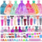 IBayda 49 Pack Mini Doll Clothes and Accessories Set for 11.5 inch Girl Dolls Include 3 Long Princess Dresses, 4 Tops, 4 Pants, 3 Bikinis, 5 Short Dresses, 10 Shoes, 10 Handbag, 10 Hanger