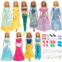 ONEST 30 Pieces Princess Doll Clothes and Accessories for 11.5 Inch Girl Doll Include 10 Pieces Princess Dresses, 10 Pairs Shoes and 10 Pieces Necklaces - Litter Girls Gift