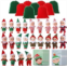 Liliful 66 Pcs Baby Christmas Elf Doll Set, with Tiny Elf Doll Christmas Card Velvet Bags, Girl and Boy Xmas Twins Dolls Miniature Gift Elves for Xmas Decoration, Advent Calendars
