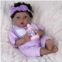 EKOKIZ Reborn Baby Doll, 18-Inch Lifelike Baby Dolls American African Baby Girl Soft Cloth Body Newborn Baby Dolls with Clothes and Toy Accessories Christmas Birthday Gift for Kids
