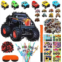 Hiboom 102 Pcs Truck Party Favors Set 1 Truck Pinata 1 Stick 1 Blindfold 1 Bag of Confetti 24 DIY Stickers 12 Drinking Straws 12 Vehicles 50 Toy Sticker Truck Theme Birthday Party