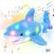 Hopearl LED Musical Stuffed Shark Light up Singing Plush Toy Adjustable Volume Lullaby Animated Soothe Birthday Festival for Kids Toddler Girls, Blue, 11