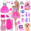 iBayda Fashion Total 35pc Doll Clothes Dress Accessories Travel Luggage Suitcase Set with Puppy for 11.5 inch Girl Dolls (No Doll)