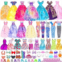 IBayda 48 pcs Doll Clothes and Accessories, 2 Long Princess Dress, 2 Long Party Dresses, 2 Short Dresses, 2 Tops, 2 Pants, 5 Slip Skirts, 2 Bikinis and 31pcs Doll Accessories for 11.5 inc
