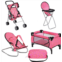 fash n kolor 4 Piece Doll Play Set, Includes - 1 Pack N Play. 2 Doll Stroller 3.Doll High Chair. 4.Infant Seat, Fits Up to 18 Doll (4 Piece Set)
