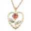 Black Hills Gold Tri-Tone Flower Heart Pendant Necklace