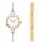 Caravelle by Bulova Womens Two-Tone Watch & Bangle Bracelet Set