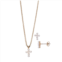 FAO Schwarz Gold Tone Simulated Pearl Cross Pendant & Necklace Set
