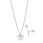 FAO Schwarz Silver Tone Heart & Cross Necklace & Earring Set