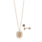 FAO Schwarz Gold Tone Virgin Mary Pendant Necklace & Earring Set