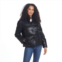 Womens Weathercast Faux-Leather Puffer Coat