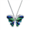 Aleure Precioso Silver Plated Abalone Butterfly Pendant Necklace