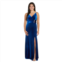 Womens Nightway Stretch Velvet Faux Wrap Evening Gown