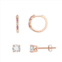 Chrystina Crystal 2 Pair Rose Gold Tone Stud & Hoop Earrings Set