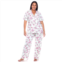 WM Fashion Plus Size Short Sleeve & Pants Tropical Pajama Set