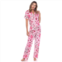 WM Fashion Womens Short Sleeve & Pants Tropical Pajama Set