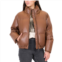 Juniors Coffee Shop Faux Leather Puffer Coat