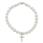PearLustre by Imperial Sterling Silver Freshwater Cultured Pearl & Cross Charm Bracelet