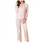 Cheibear Womens Nightwear with Pants Lounge Satin Sleepwear Soft Button Down Pajama Set