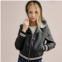 Girls 4-18 SO Faux Leather Bomber Jacket With Removable Fleece Hood