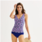 Womens Bal Harbour Tattle Tile V-Neck Shirred Side Mio One-Piece Swimsuit