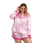 Plus Size Lilac+London Collared Button Down Pajama Top & Pajama Shorts Sleep Set