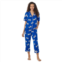 Womens Beauty Sleep Social Cozy Jersey Notch Pajama Top & Cropped Pajama Pants Set