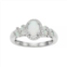 Trademark Fine Art Sterling Silver Lab-Created White Opal & White Sapphire Oval Halo Ring - Size: 7